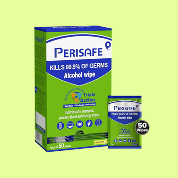 Perisafe Multipurpose Sanitizing & Disinfectant Wipes- Pack of 50 individually wrapped wipes