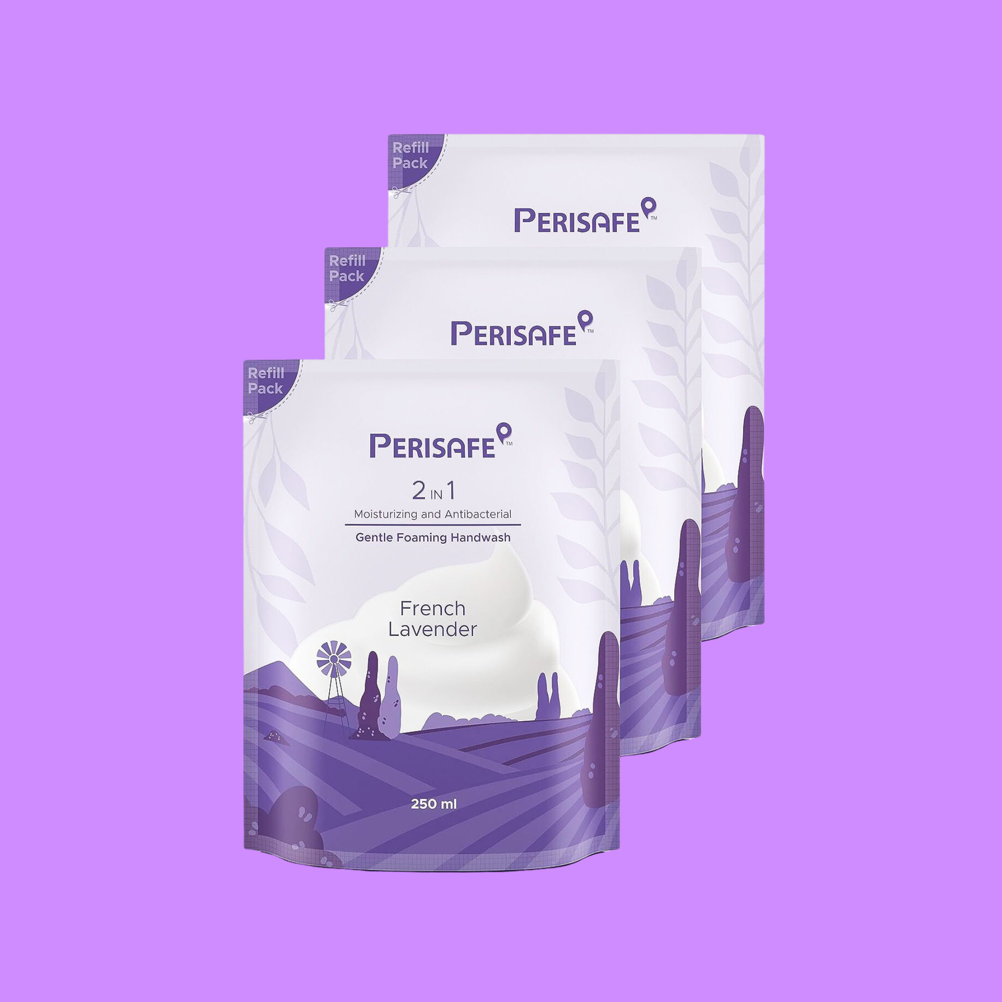 Perisafe Foaming handwash French Lavender- 3 x 250ml refill (Pack of 3)